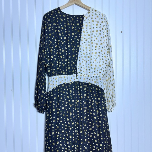 ELIE TAHARI Floral Print Silk Midi-Dress V-Neck Lined Size Large - Picture 14 of 17